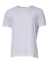 T-shirt en coton à col rond blanc avec logo en relief de Dolce &amp; Gabbana