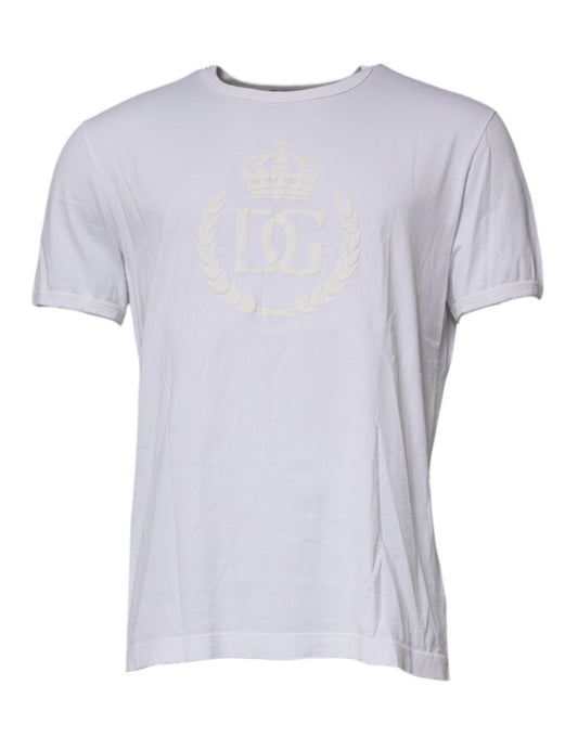 Dolce &amp; Gabbana wit logo-reliëf katoenen crewneck T-shirt