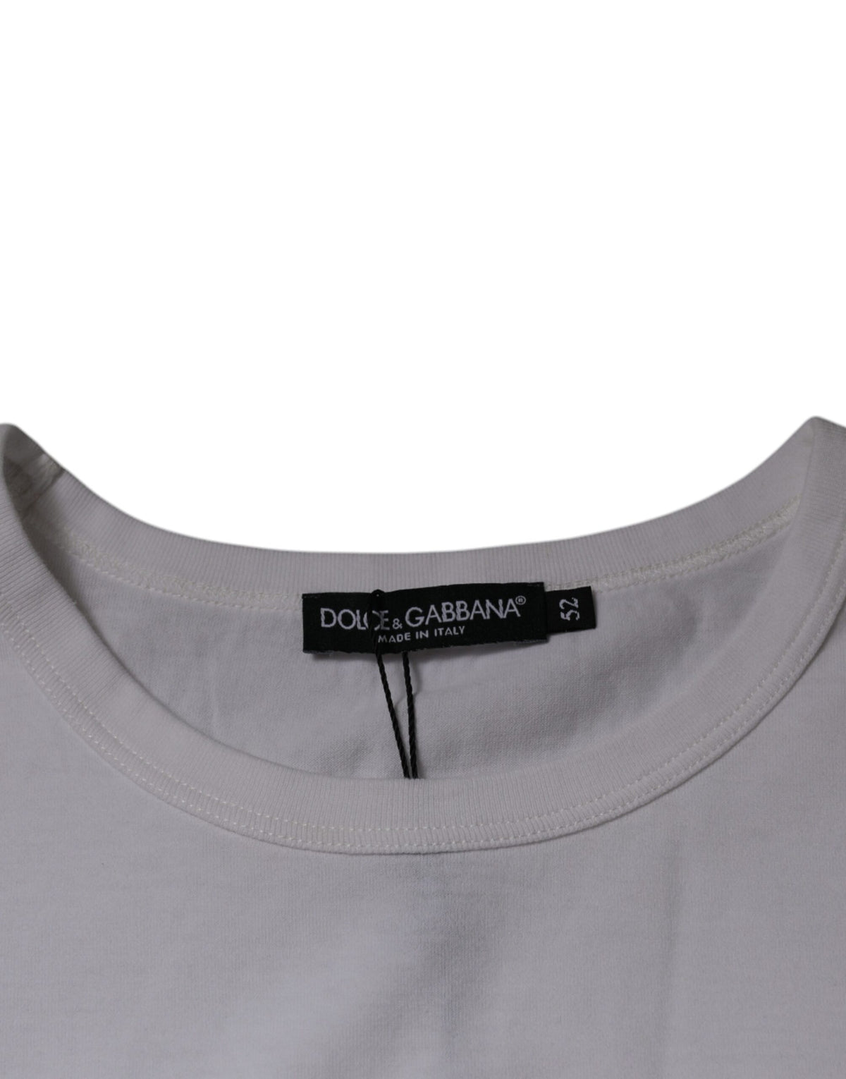 T-shirt en coton à col rond blanc avec logo en relief de Dolce &amp; Gabbana