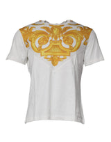 T-shirt en coton à col rond blanc avec imprimé Medusa de Versace