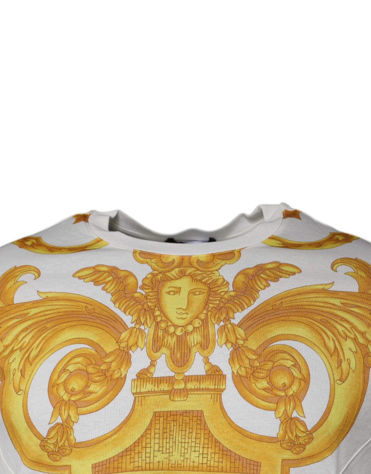 T-shirt en coton à col rond blanc avec imprimé Medusa de Versace
