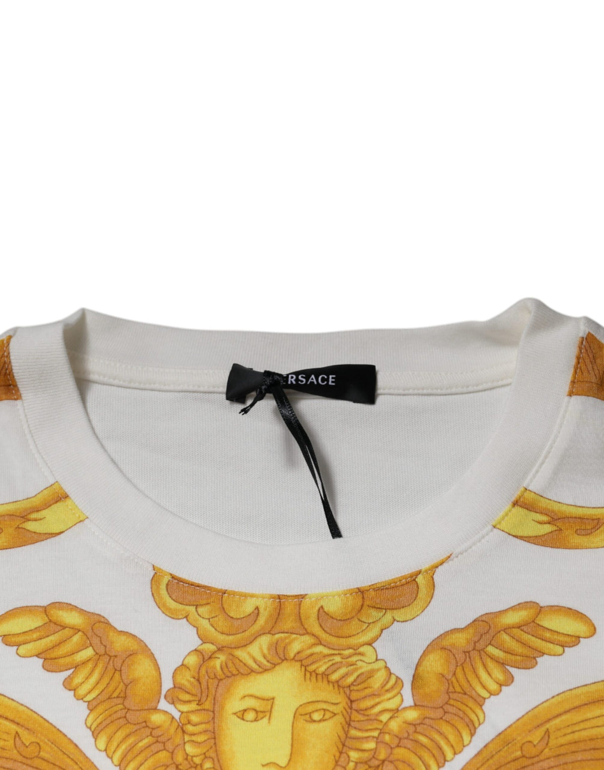 T-shirt en coton à col rond blanc avec imprimé Medusa de Versace