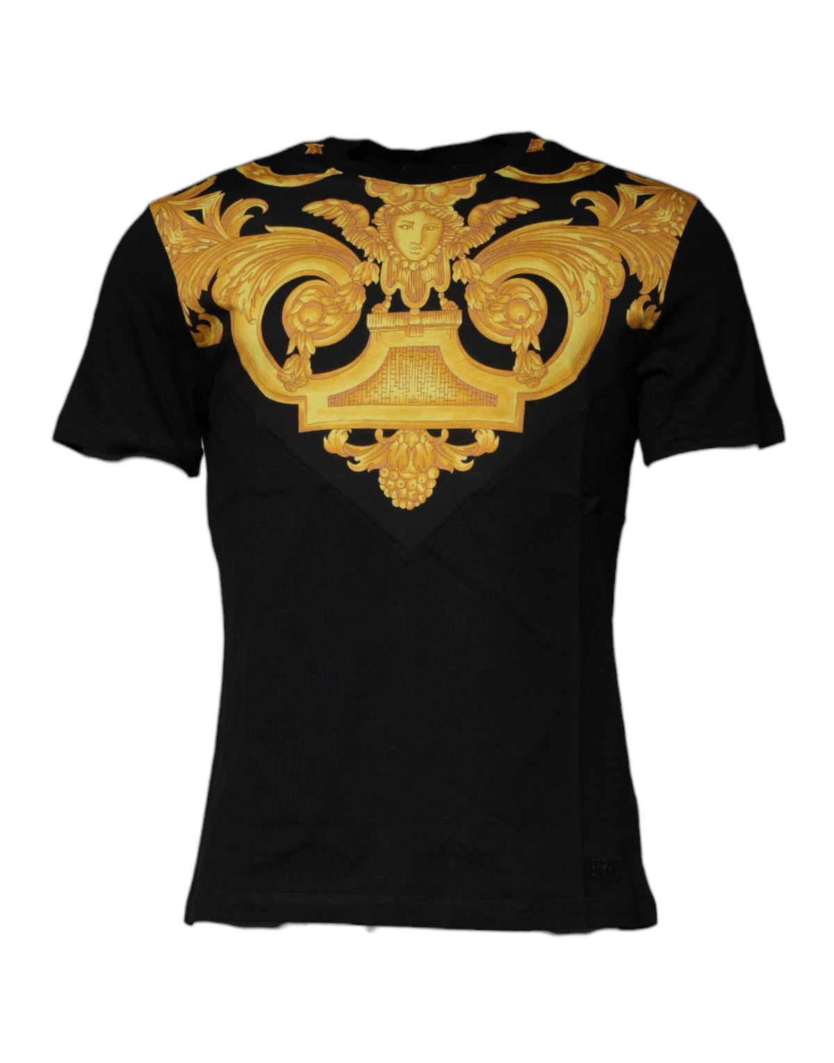 T-shirt en coton à col rond Versace avec imprimé Medusa noir.
