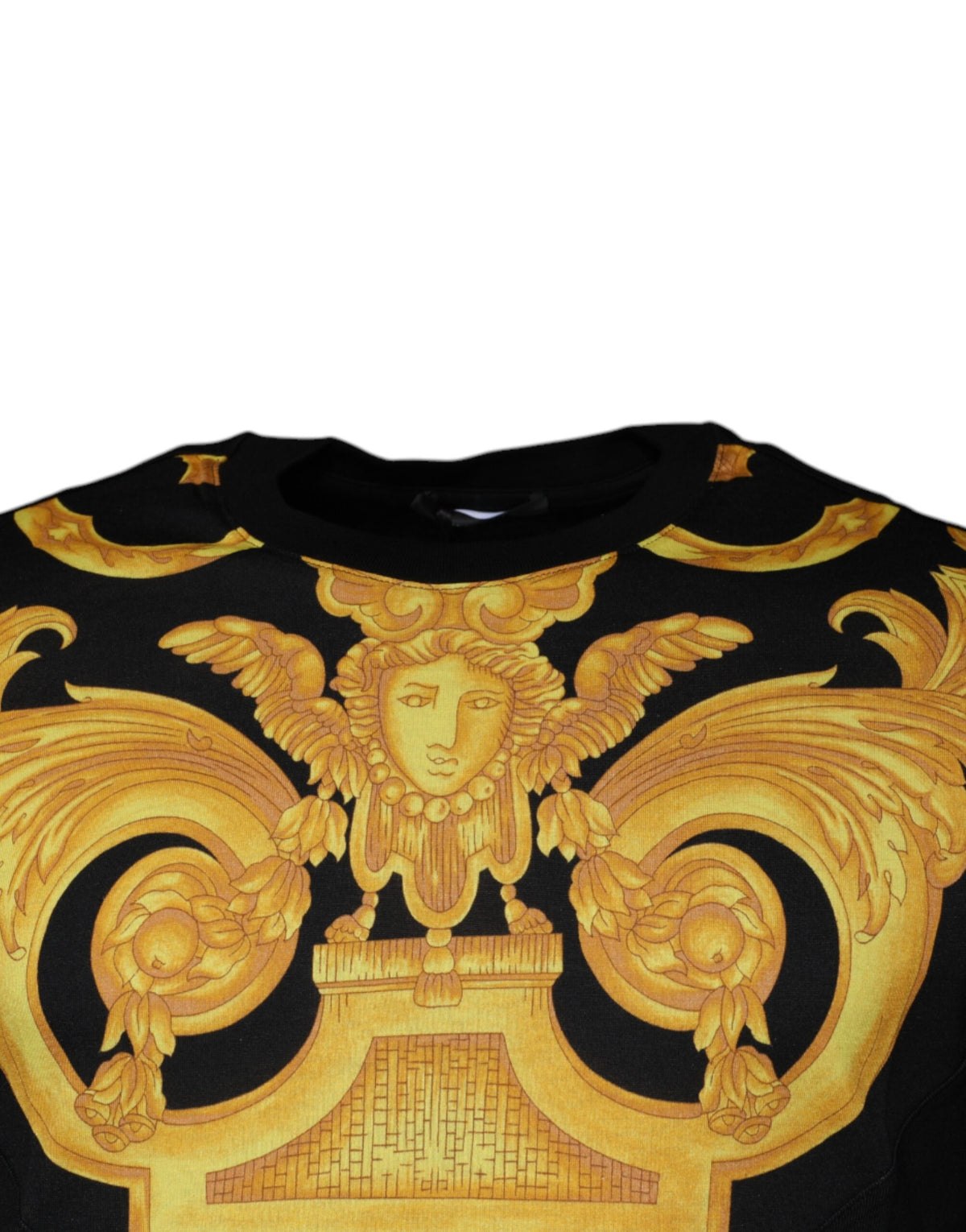 T-shirt en coton à col rond Versace avec imprimé Medusa noir.