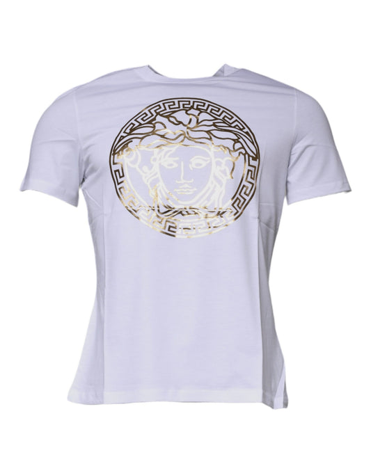 Versace wit katoenen T-shirt met Medusa-print en ronde hals.