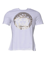 T-shirt en coton à col rond blanc avec imprimé Medusa de Versace