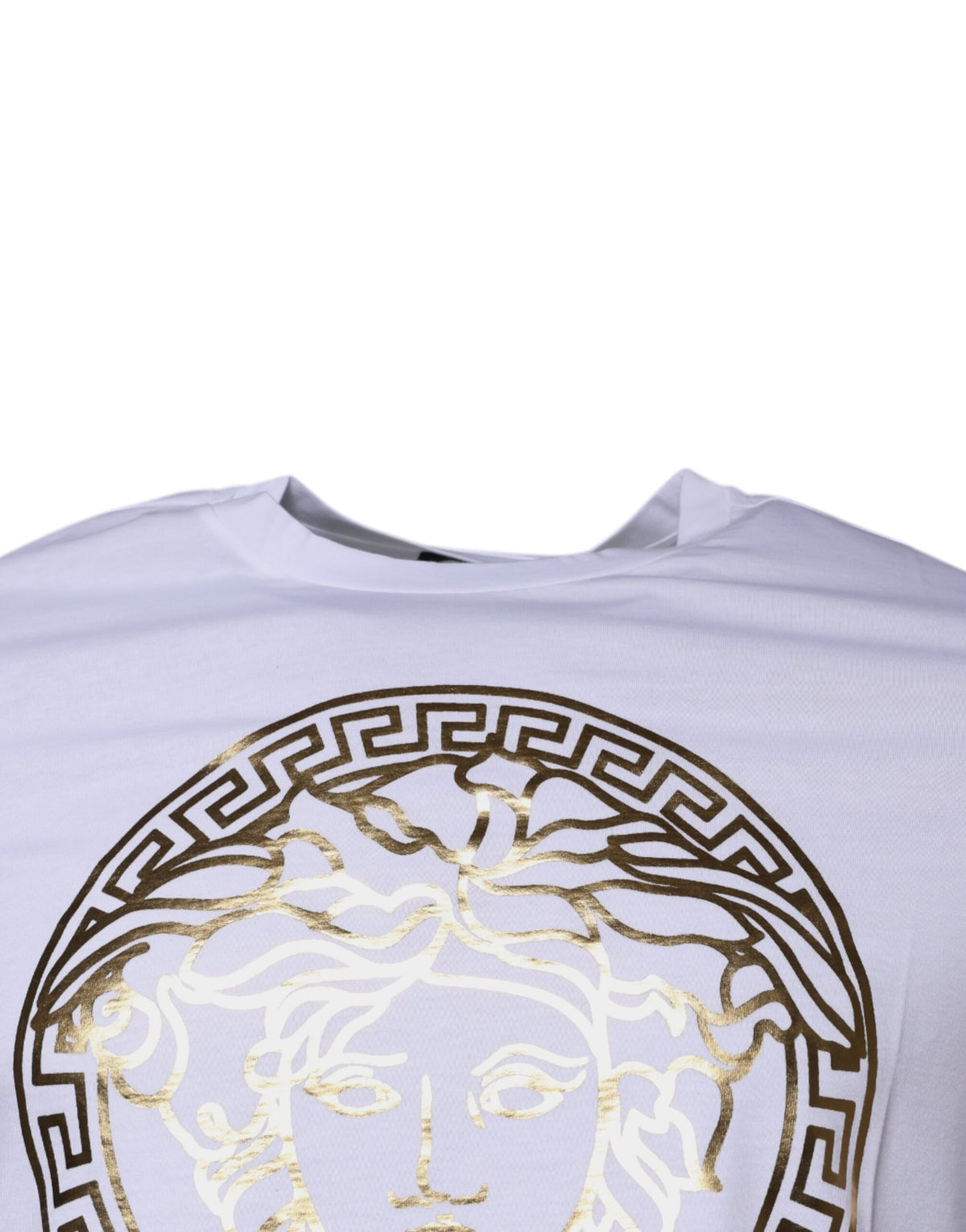 T-shirt en coton à col rond blanc avec imprimé Medusa de Versace