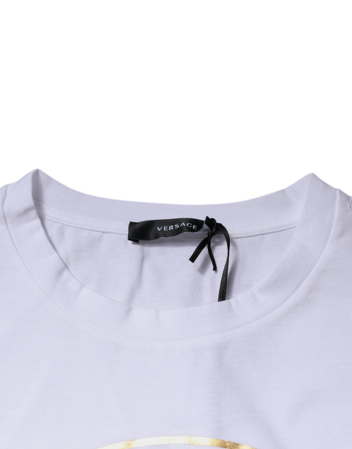 T-shirt en coton à col rond blanc avec imprimé Medusa de Versace