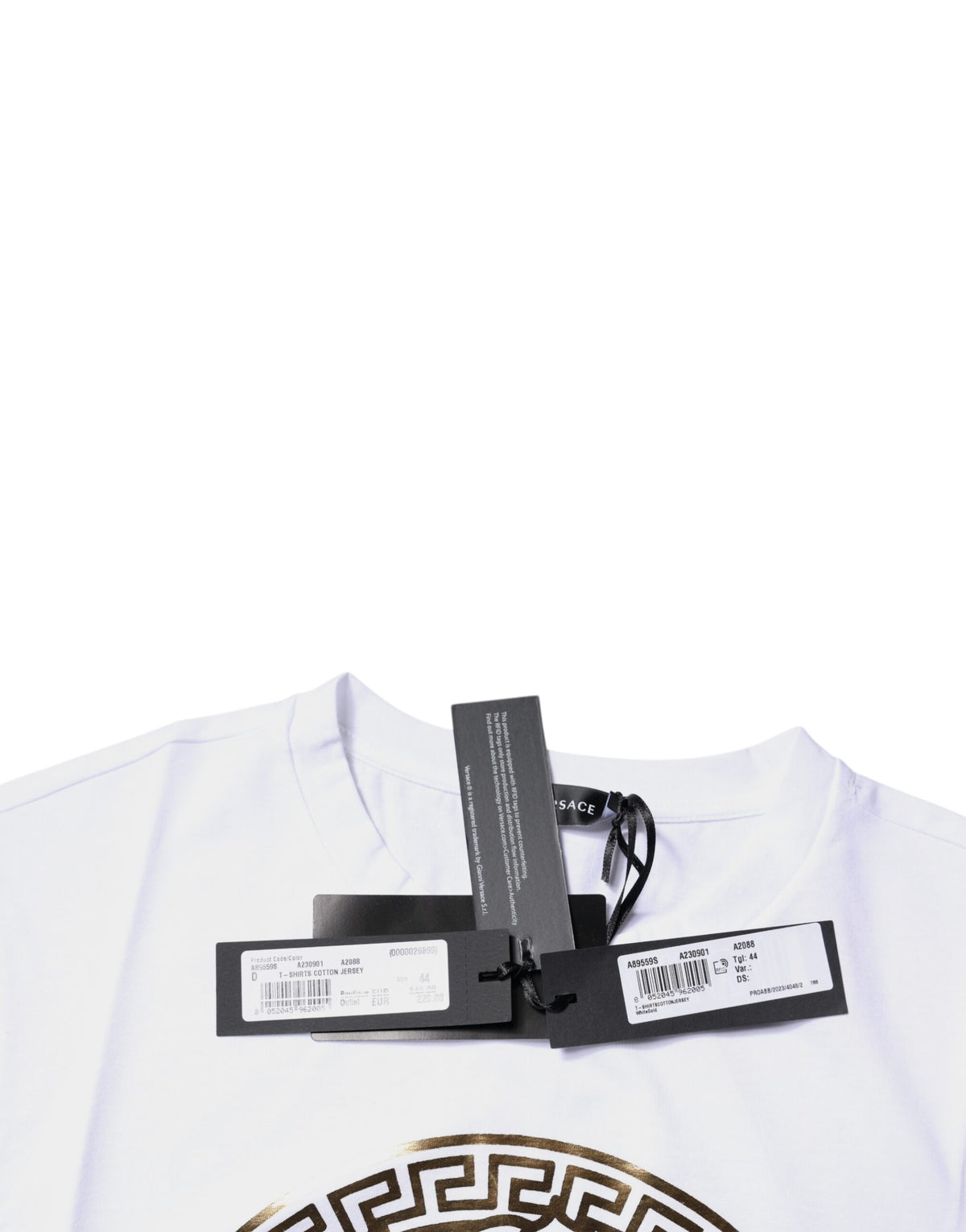 T-shirt en coton à col rond blanc avec imprimé Medusa de Versace