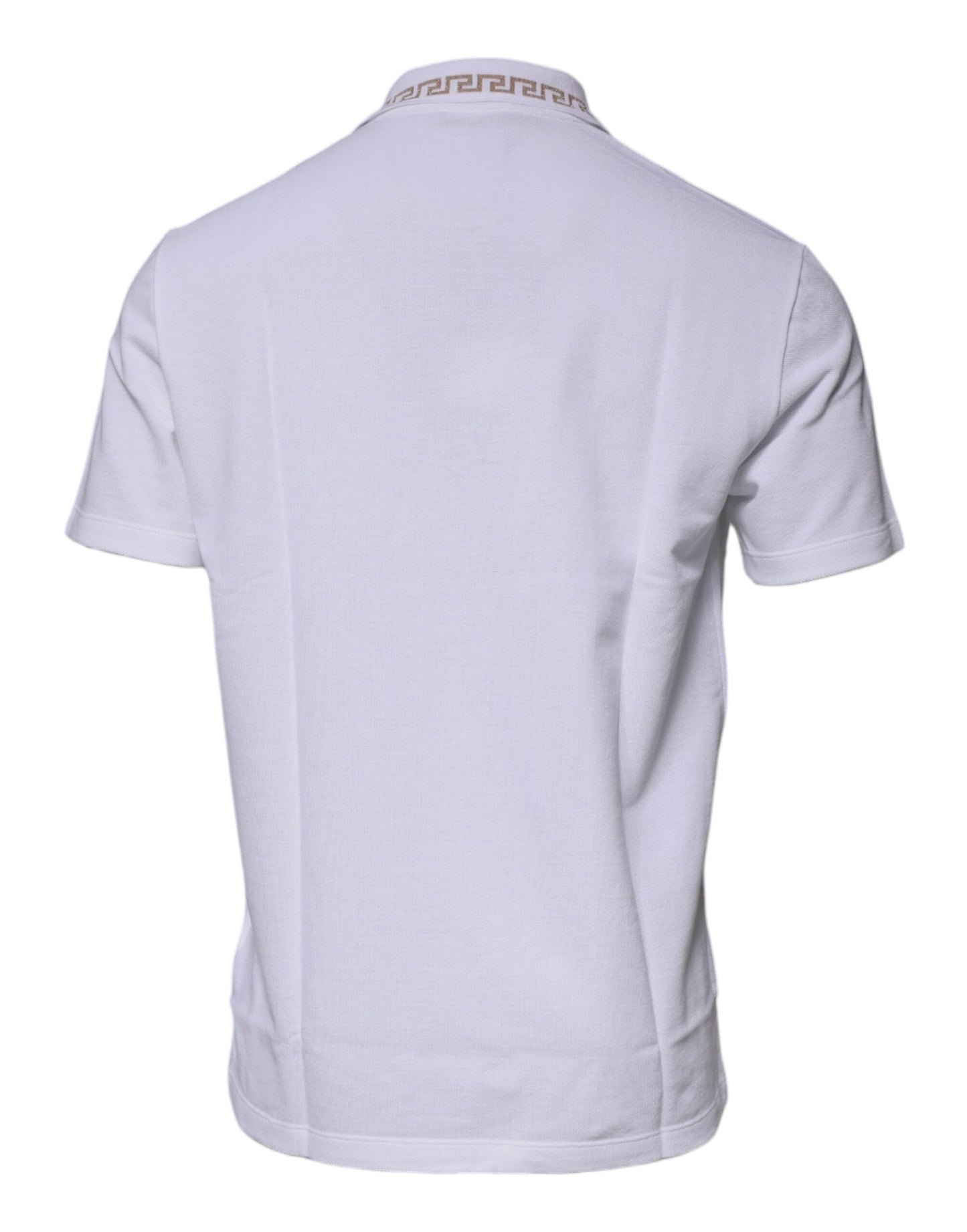T-shirt polo à manches courtes pour homme en viscose blanche avec col, Versace.