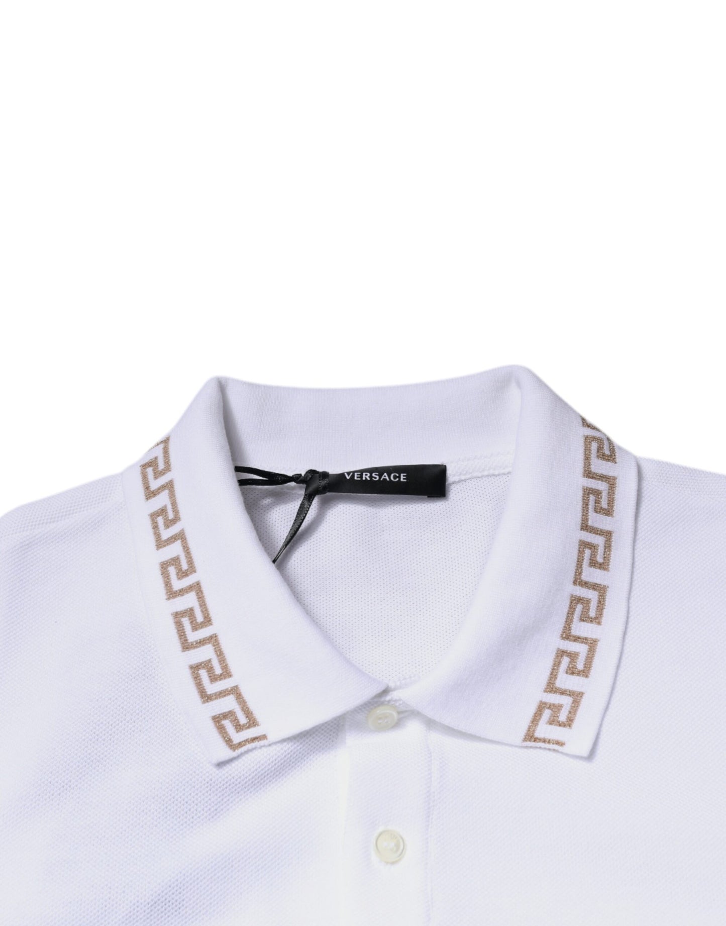 T-shirt polo à manches courtes pour homme en viscose blanche avec col, Versace.