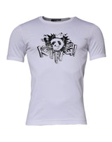 T-shirt en coton à col rond blanc avec le motif Panda King de Dolce &amp; Gabbana