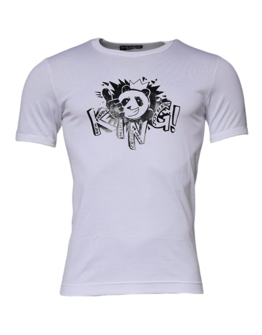 Dolce & Gabbana wit Panda King katoenen T-shirt met ronde hals