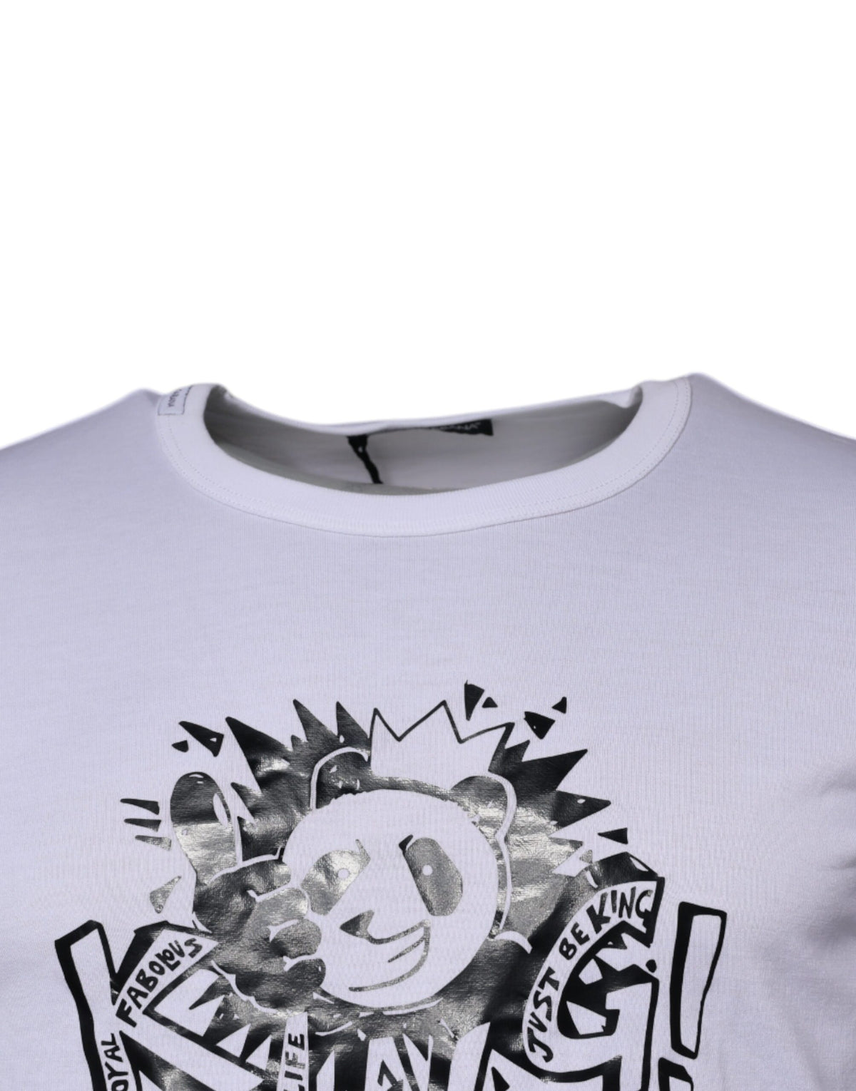 T-shirt en coton à col rond blanc avec le motif Panda King de Dolce &amp; Gabbana