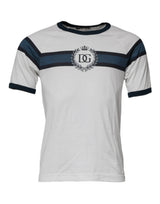 T-shirt en coton à col rond blanc avec couronne DG de Dolce &amp; Gabbana