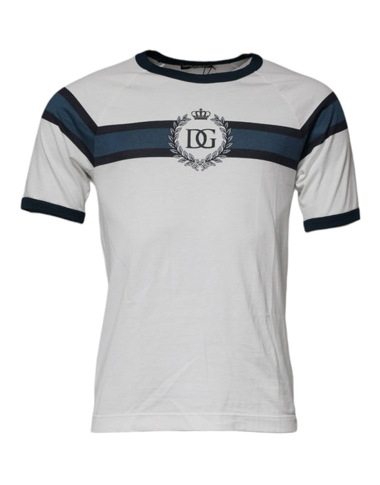 Dolce & Gabbana wit katoenen T-shirt met ronde hals en DG-kroon