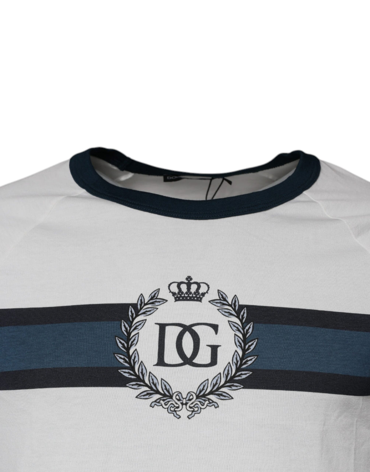 T-shirt en coton à col rond blanc avec couronne DG de Dolce &amp; Gabbana
