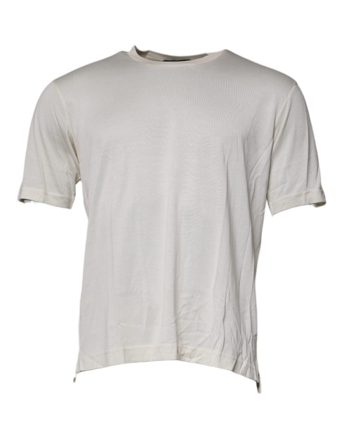 T-shirt Dolce &amp; Gabbana en soie blanche cassée, col rond, manches courtes.