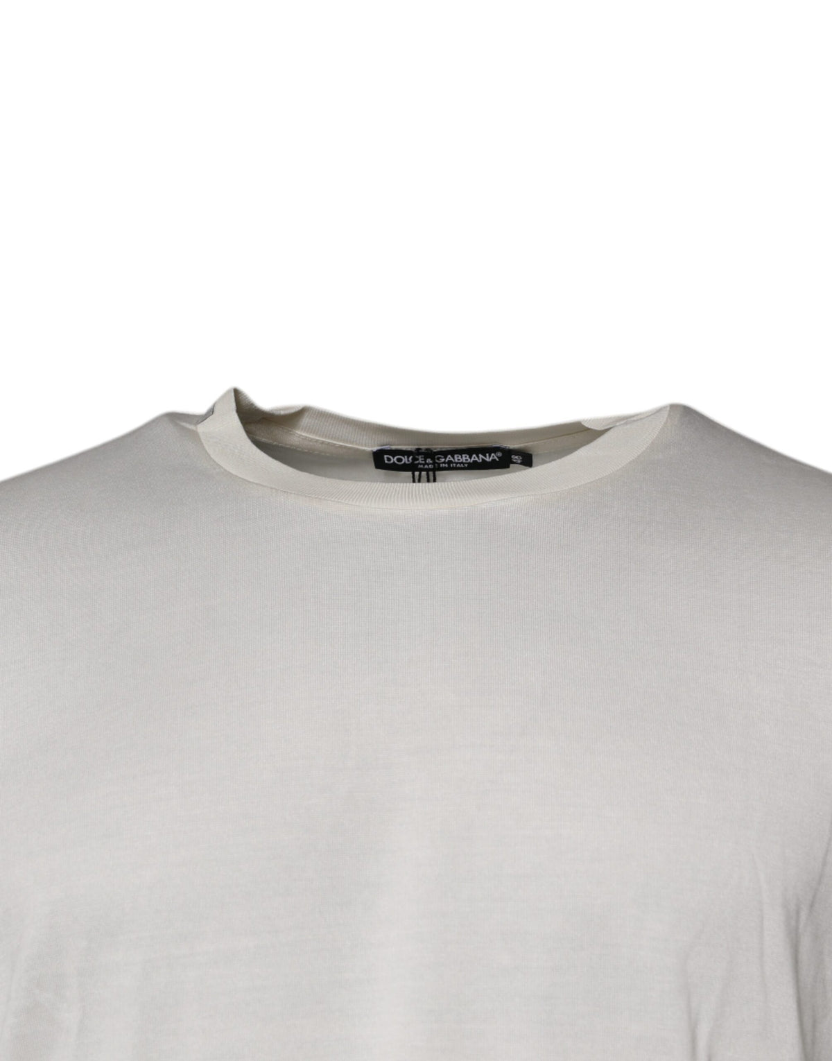 T-shirt Dolce &amp; Gabbana en soie blanche cassée, col rond, manches courtes.