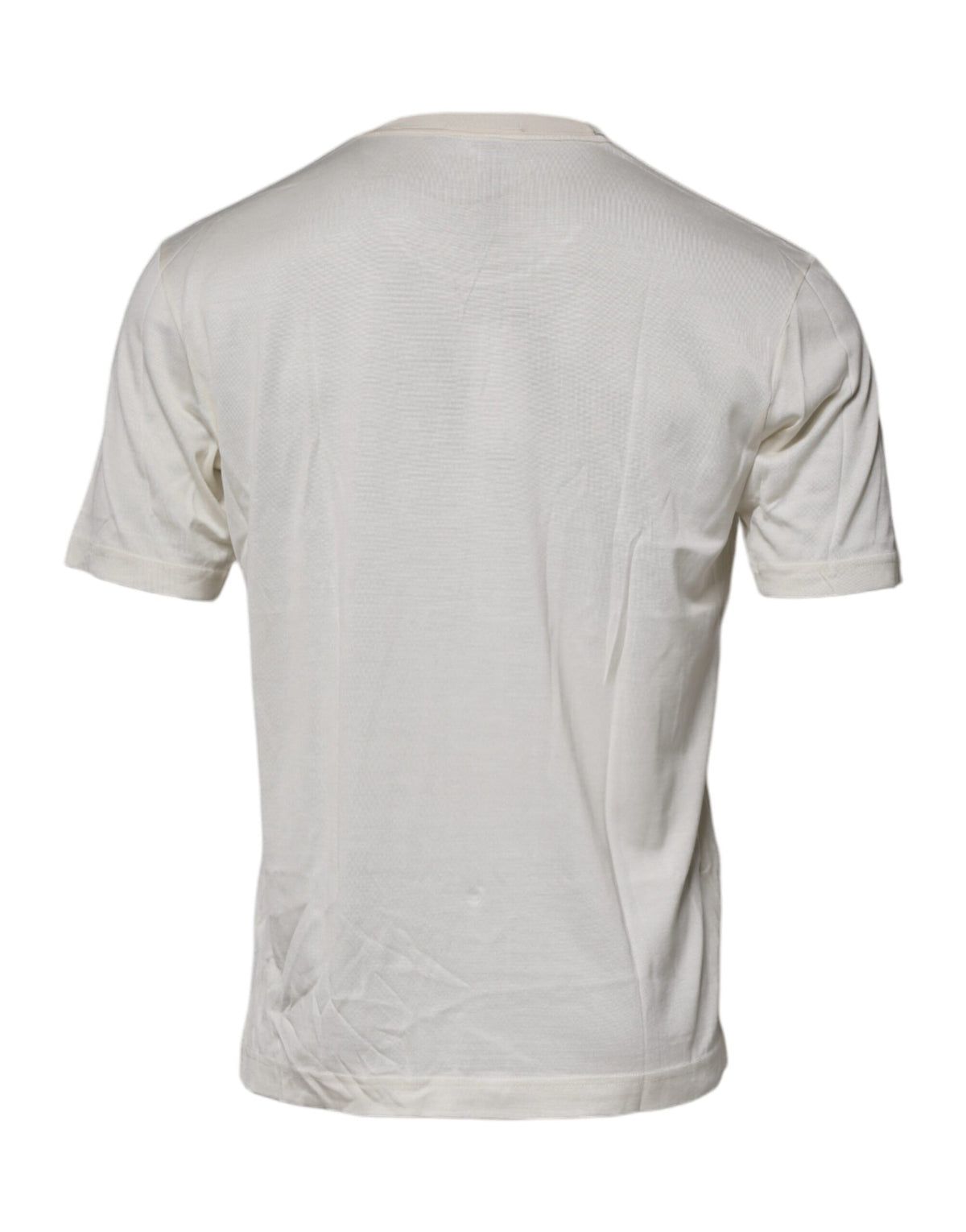 T-shirt Dolce &amp; Gabbana en soie blanche cassée, col rond, manches courtes.