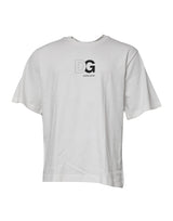 T-shirt blanc à manches courtes et col rond avec logo DG de Dolce &amp; Gabbana