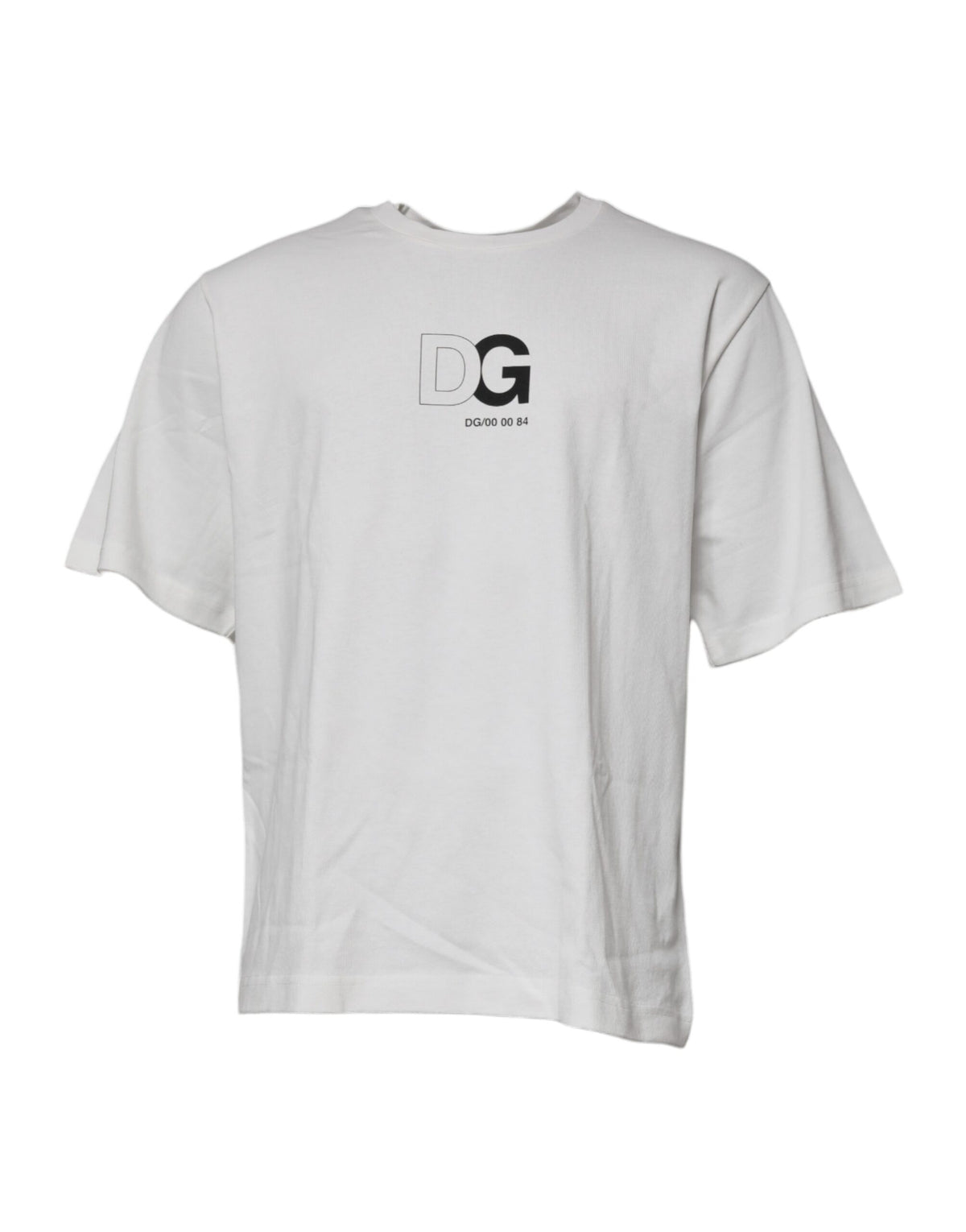 T-shirt blanc à manches courtes et col rond avec logo DG de Dolce &amp; Gabbana
