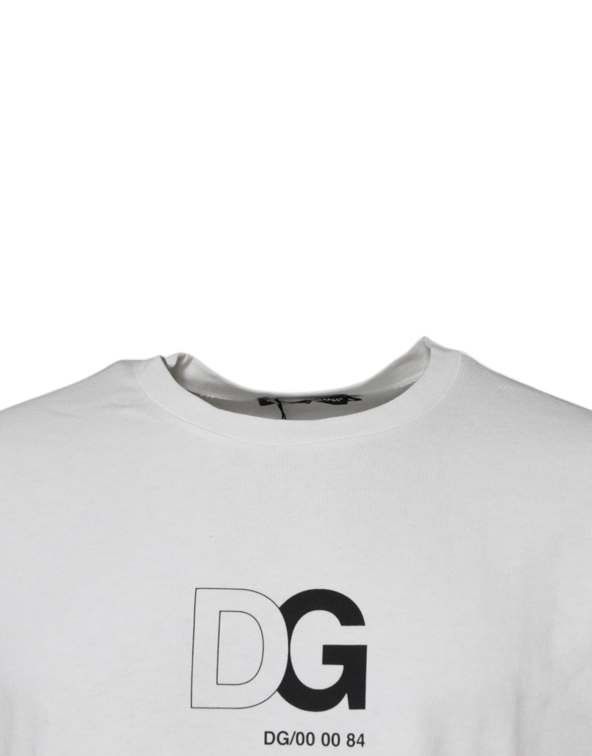 T-shirt blanc à manches courtes et col rond avec logo DG de Dolce &amp; Gabbana