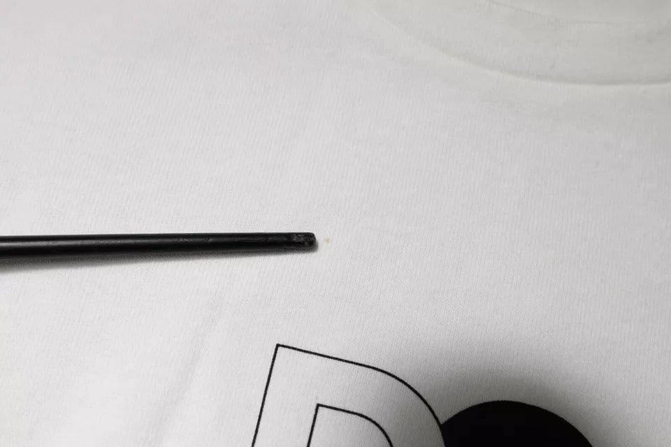 T-shirt blanc à manches courtes et col rond avec logo DG de Dolce &amp; Gabbana
