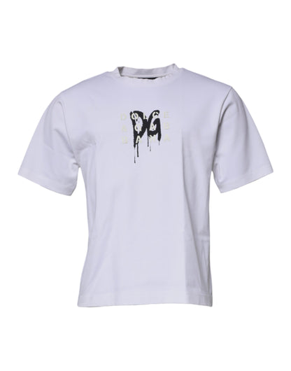 Dolce & Gabbana wit T-shirt met DG-logo en ronde hals en korte mouwen