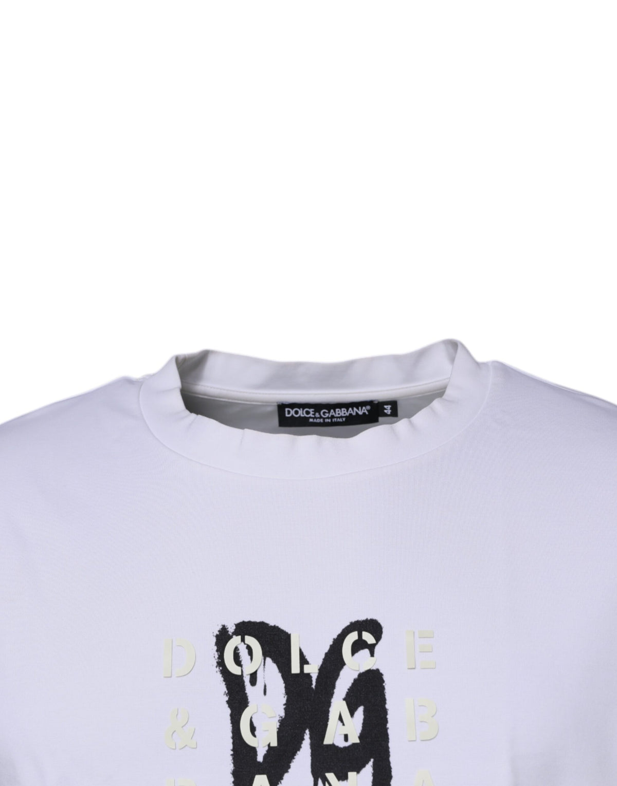 T-shirt à manches courtes à col rond blanc avec logo DG de Dolce &amp; Gabbana