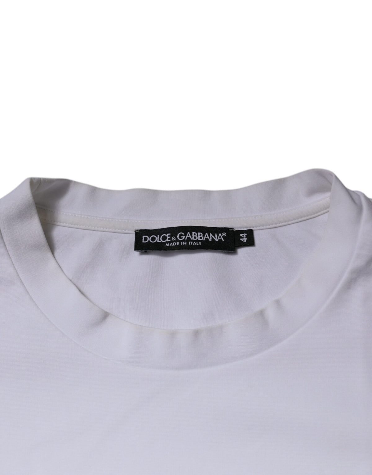 T-shirt à manches courtes à col rond blanc avec logo DG de Dolce &amp; Gabbana