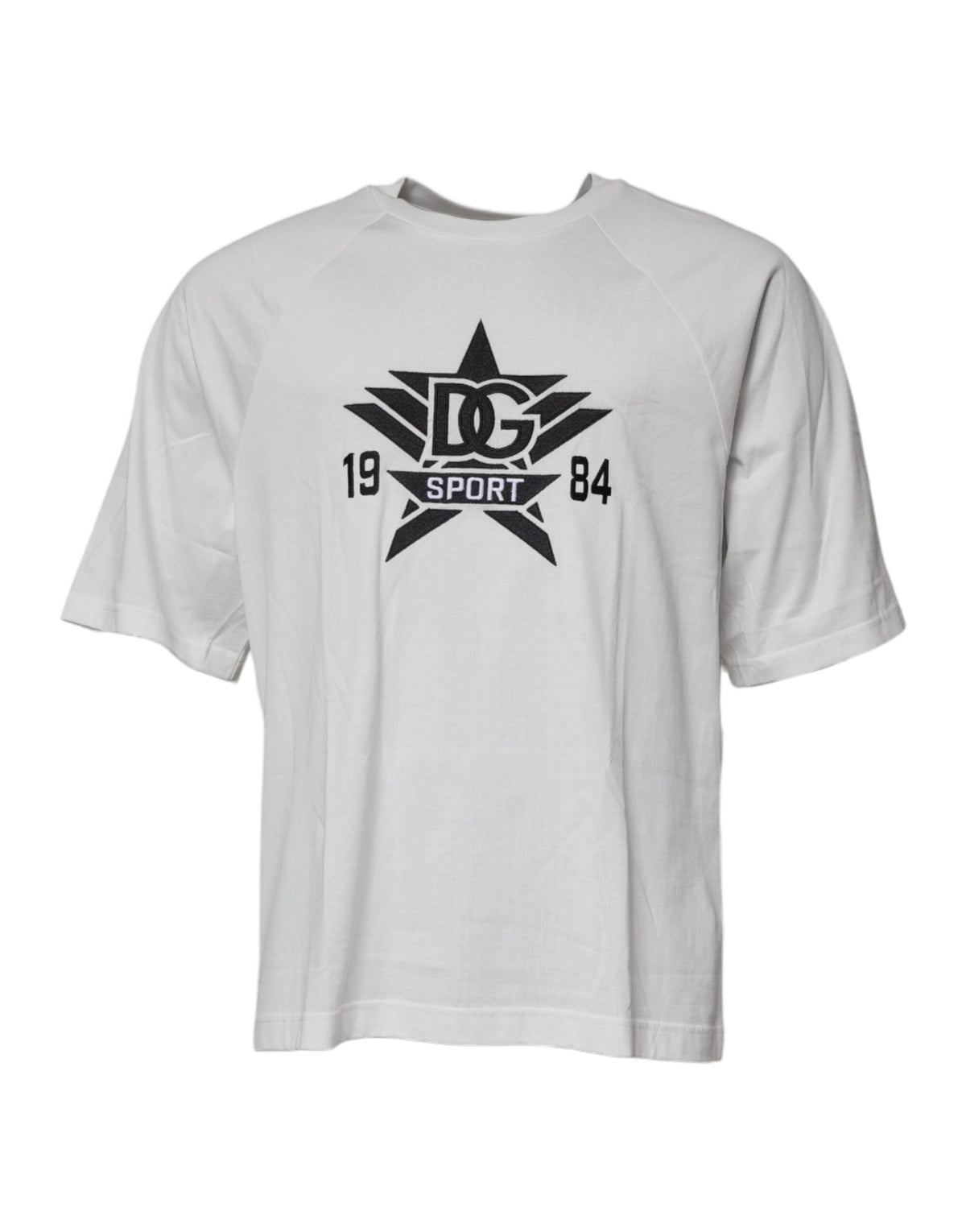 T-shirt blanc à manches courtes et col rond Dolce &amp; Gabbana DG Sport
