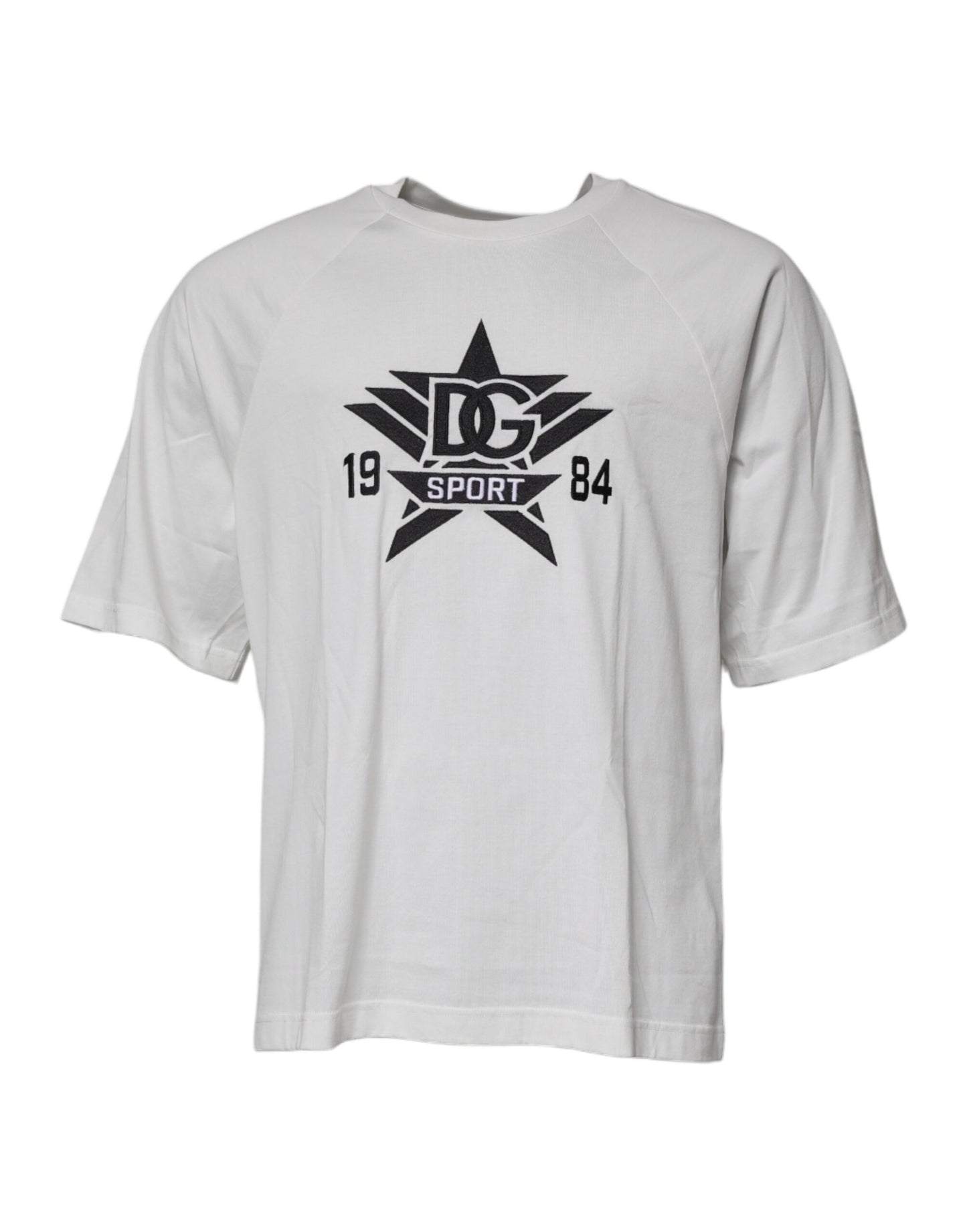 T-shirt blanc à manches courtes et col rond Dolce &amp; Gabbana DG Sport
