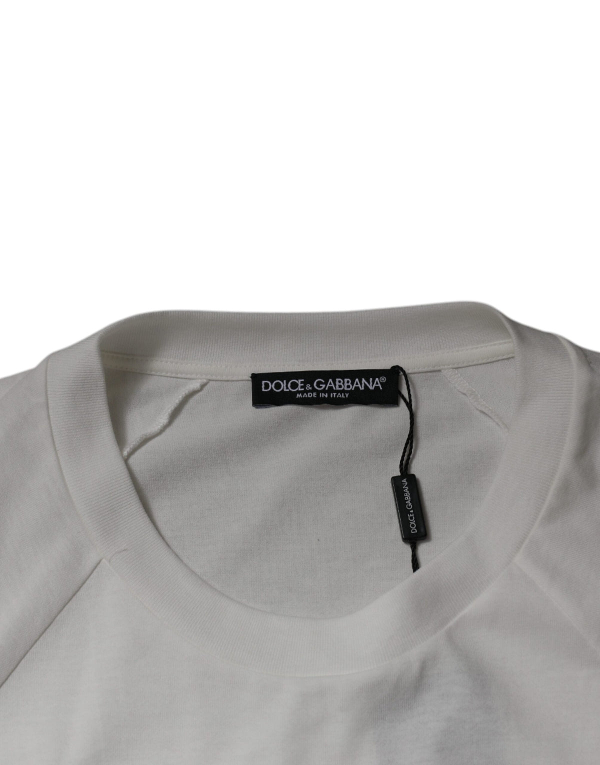 T-shirt blanc à manches courtes et col rond Dolce &amp; Gabbana DG Sport