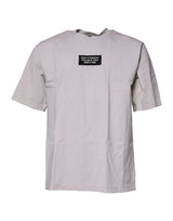 T-shirt à manches courtes à col rond beige avec logo DG de Dolce &amp; Gabbana