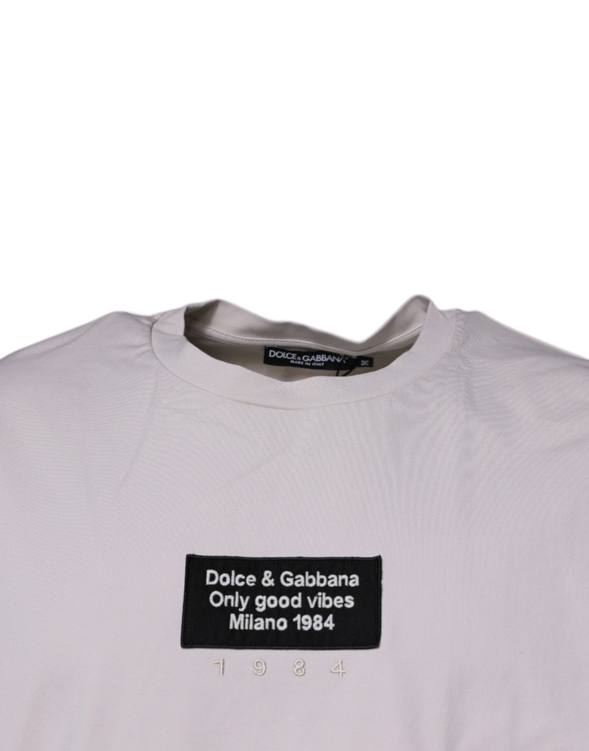 T-shirt à manches courtes à col rond beige avec logo DG de Dolce &amp; Gabbana