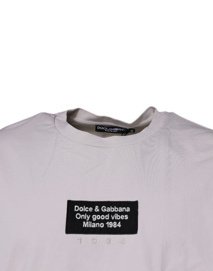 Dolce & Gabbana Beige DG Logo T-shirt met ronde hals en korte mouwen
