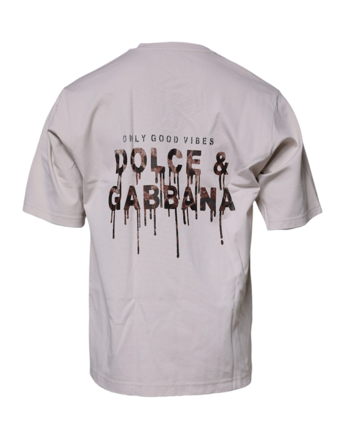 T-shirt à manches courtes à col rond beige avec logo DG de Dolce &amp; Gabbana
