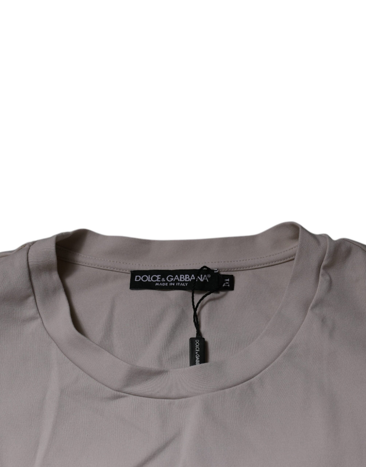 T-shirt à manches courtes à col rond beige avec logo DG de Dolce &amp; Gabbana