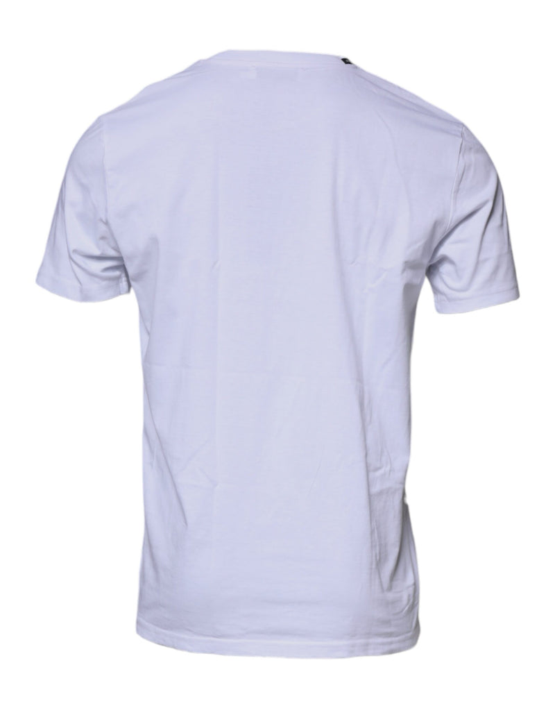 T-shirt en coton à col rond blanc et rouge avec imprimé léopard de Dolce &amp; Gabbana