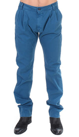 Chinos bleu en coton à coupe droite de GF Ferre
