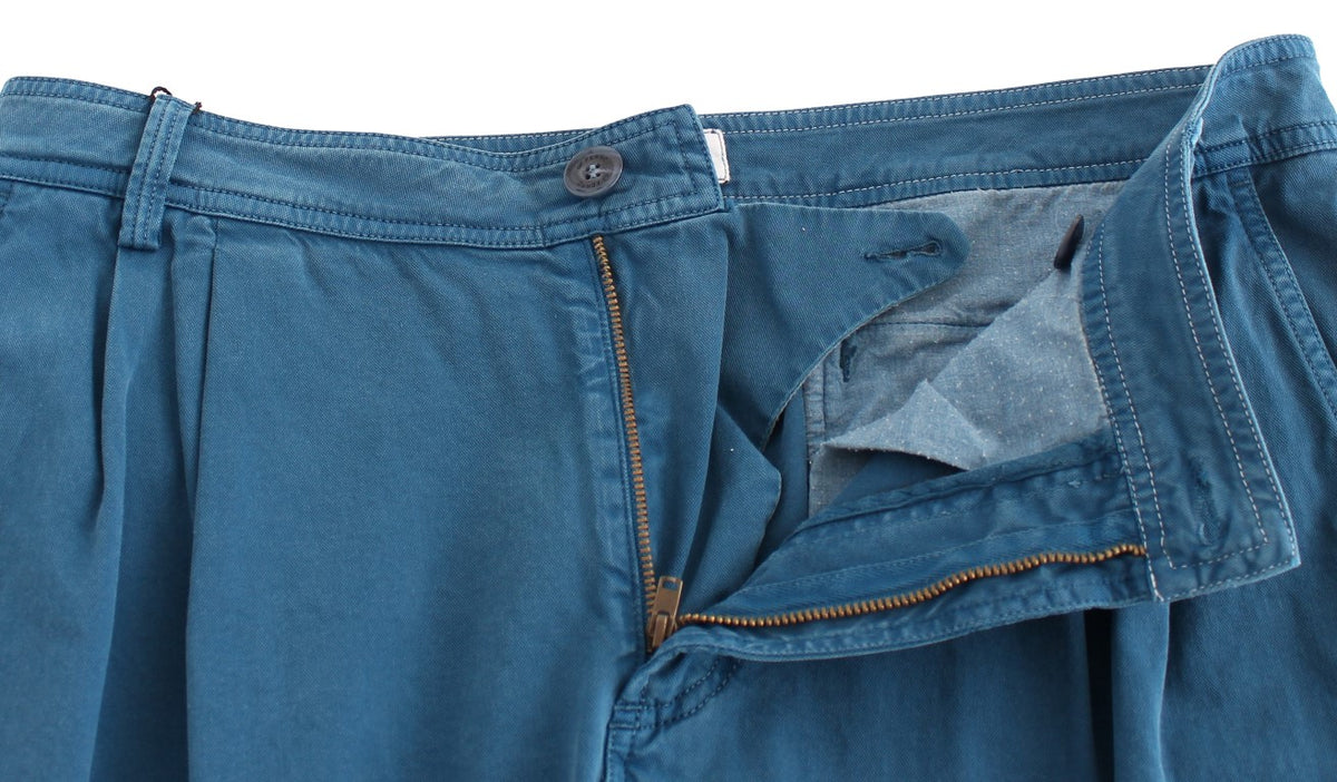 Chinos bleu en coton à coupe droite de GF Ferre