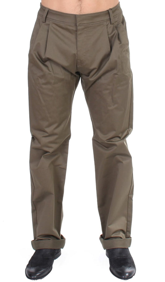Pantalon confortable et extensible en coton vert GF Ferre