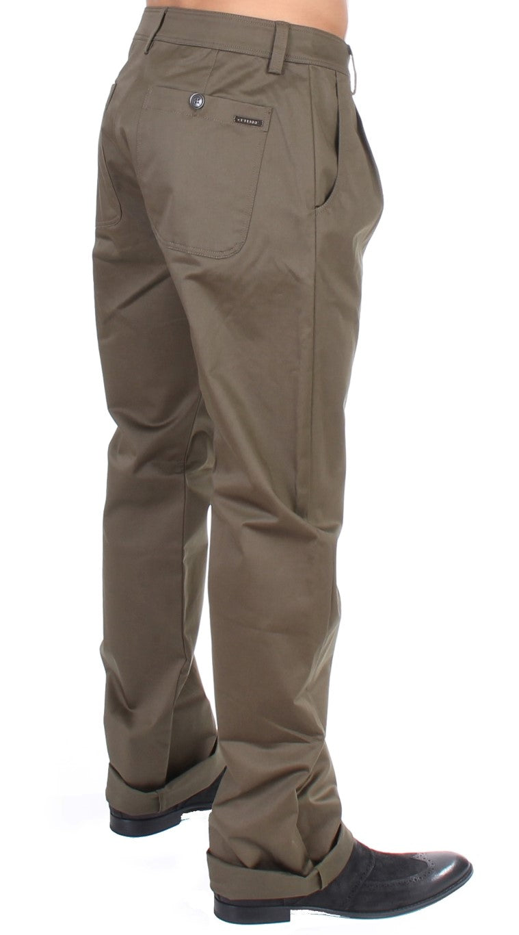 Pantalon confortable et extensible en coton vert GF Ferre
