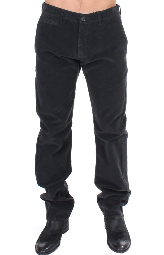 Pantalon droit en coton cordouroy noir GF Ferre