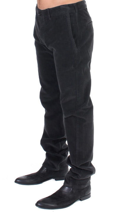 Pantalon droit en coton cordouroy noir GF Ferre