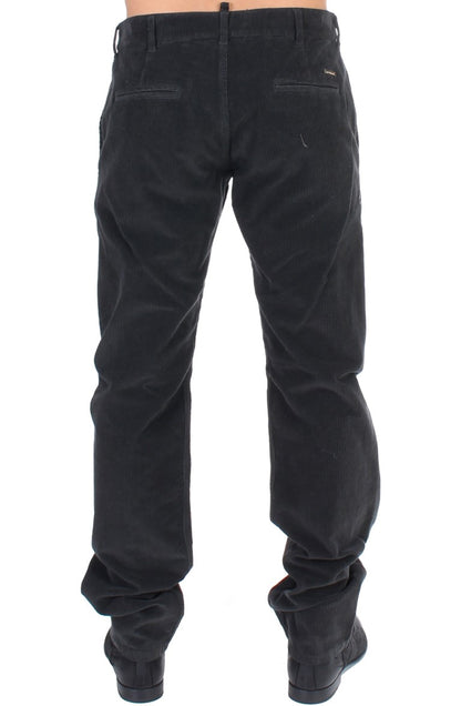 Pantalon droit en coton cordouroy noir GF Ferre