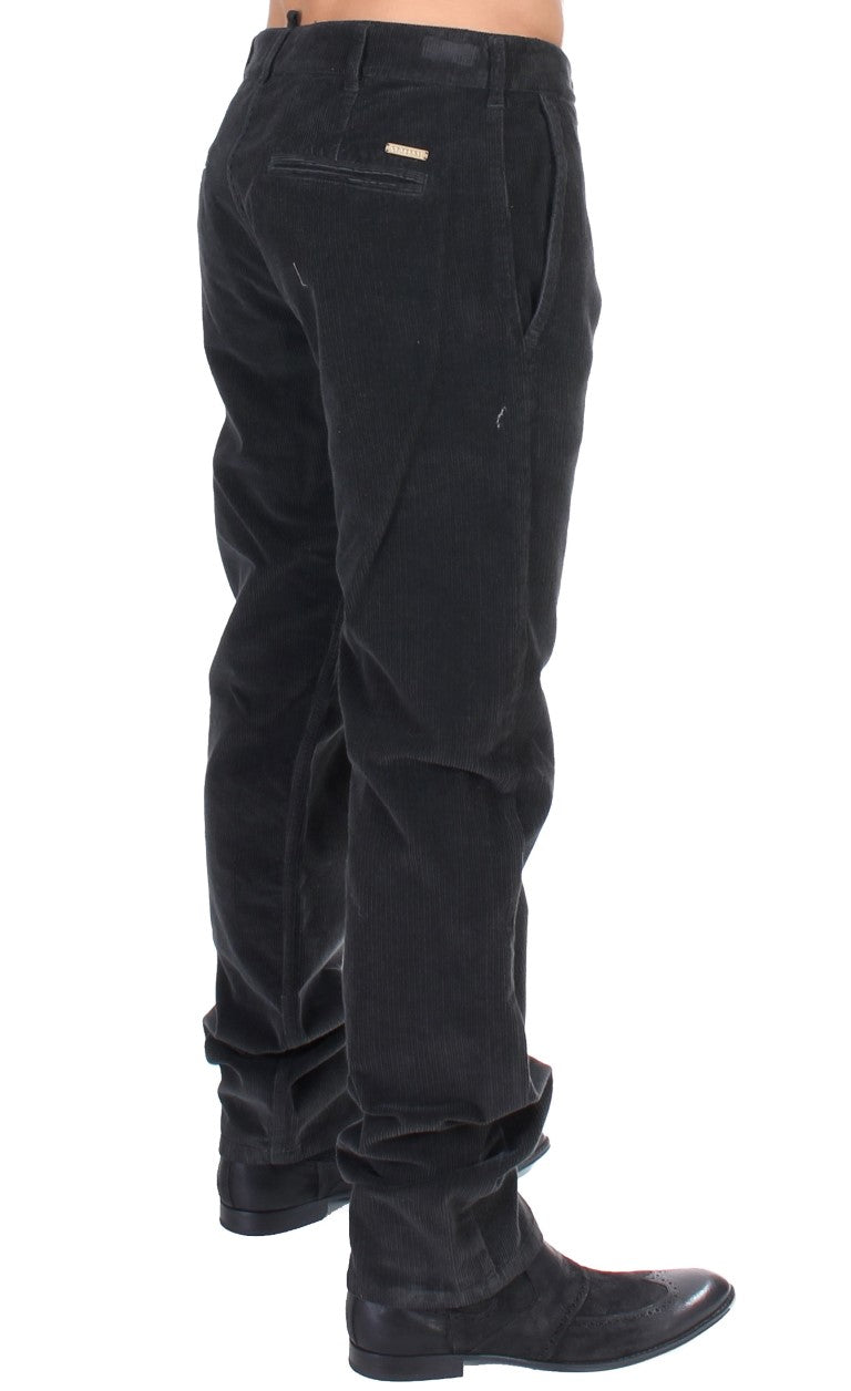 Pantalon droit en coton cordouroy noir GF Ferre
