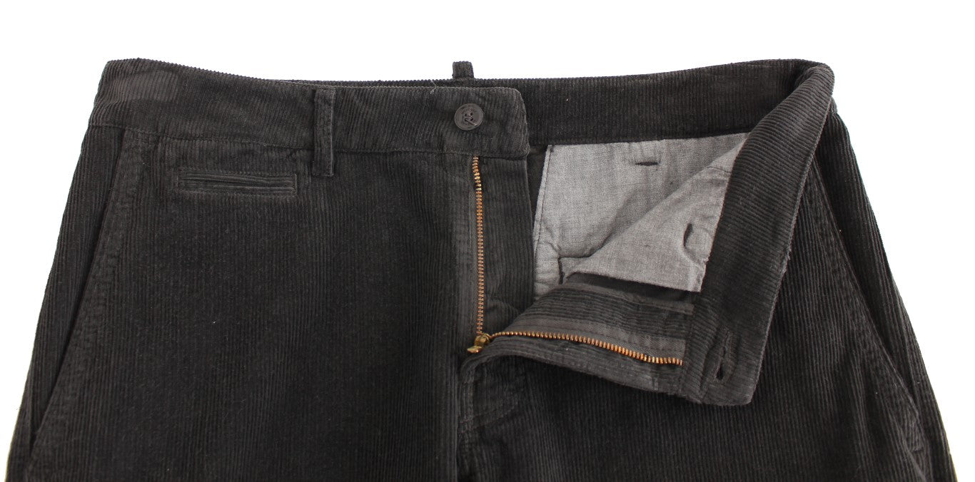 Pantalon droit en coton cordouroy noir GF Ferre