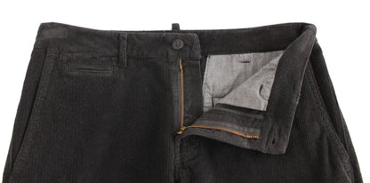 Pantalon droit en coton cordouroy noir GF Ferre